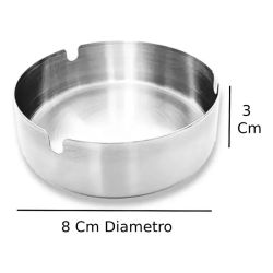 Cenicero Acero Grabado Personalizado Clasico Redondo Alto