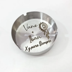 Cenicero Acero Grabado Personalizado Clasico Redondo Alto