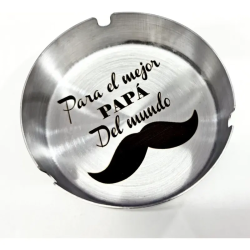 Cenicero Acero Grabado Personalizado Clasico Redondo Alto