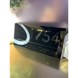 Cartel Glam Domicilio 3d Acrílico Personalizado 12x25 Cm