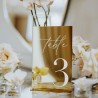 Numero de mesa acrilico rectangular gold, fiesta 15, boda, casamiento