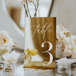Numero de mesa acrilico rectangular gold, fiesta 15, boda, casamiento