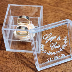 Caja de acrilico para anillos, alianzas, boda mod.58