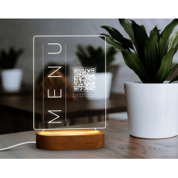 Cartel acrilico QR Redes sociales, pagos, wi fi, con luz