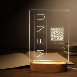 Cartel acrilico QR Redes sociales, pagos, wi fi, con luz