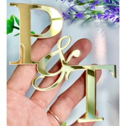 Iniciales Nombre P/ Torta Pastel Gold Fiesta Casamiento Boda