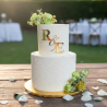 Iniciales Nombre P/ Torta Pastel Gold Fiesta Casamiento Boda
