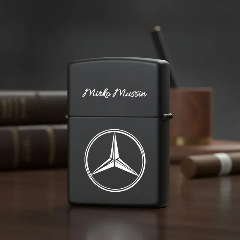 Encendedor metálico Negro grabado Personalizado Autos