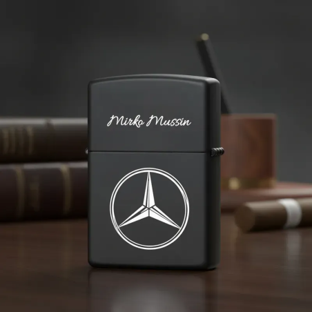 Encendedor metálico Negro grabado Personalizado Autos
