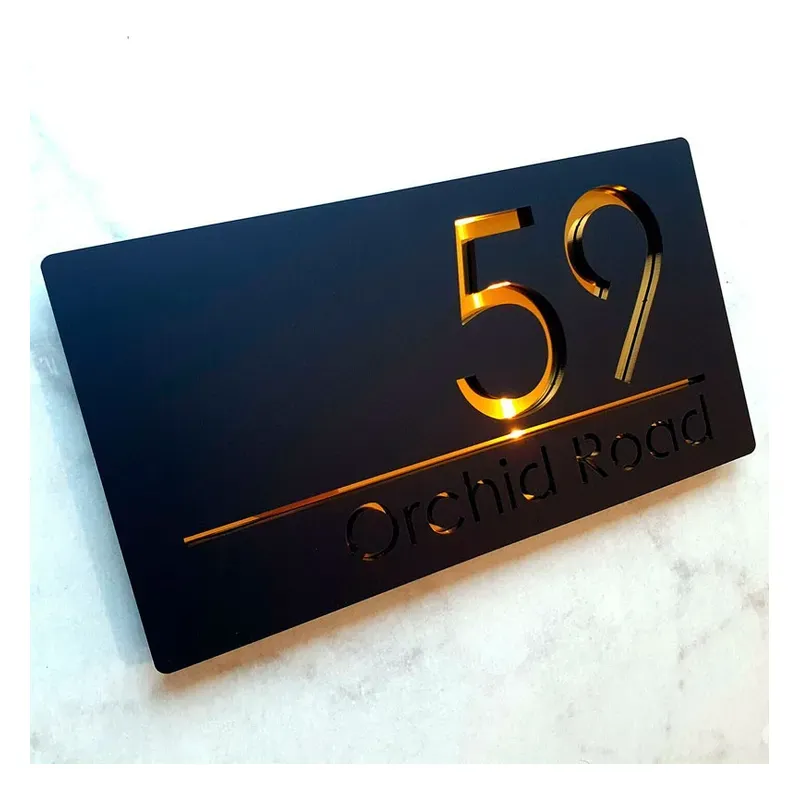 Cartel Glam Domicilio 3d Acrílico Personalizado 12x25 Cm